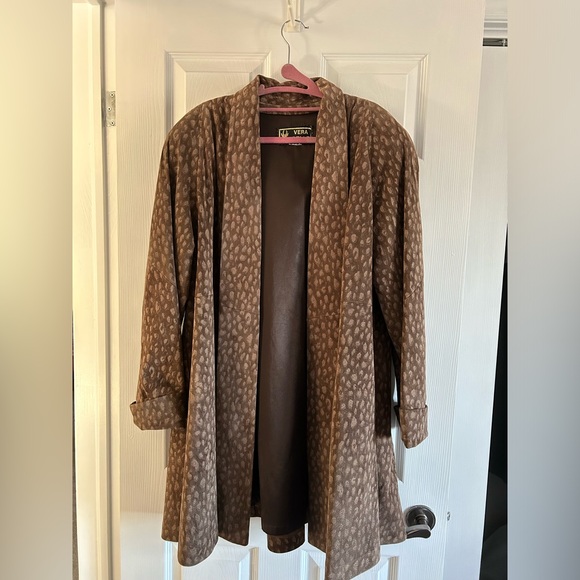 Vintage Vera Pelle Leopard Suede Coat - Picture 1 of 7